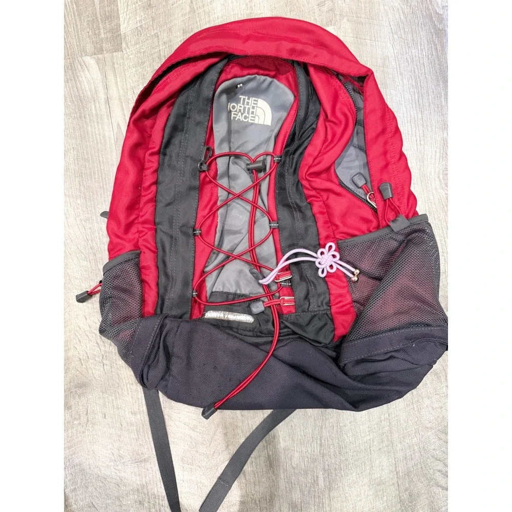 The North Face Jester Backpack Red Charcoal Grey School Hiking Bag